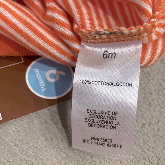 NWT Boys 6 Months Monkey Print Orange & White Romper Easy to Take On & Off  !! - Picture 6 of 6